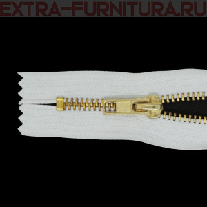 Молния джинсовая № 5, 18 см, латунь, цв.101 белый