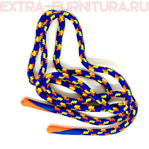 Шнурки круглые 130 см, Клетка, прорезин.наконечник, цв.оранжевый/синий