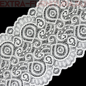 Кружево-стрейч TBY.L1351 шир.180мм, цв.001 белый (уп.25м)