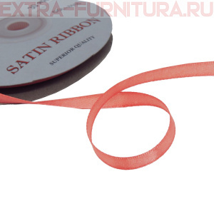 Лента атласная  6 мм  цв.055 светло-алый рул. 27,42м *