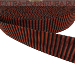 Стропа двухцветная в рубчик, шир.30мм, цв. черный/красный, уп.25м, пл. 16,9 гр/м