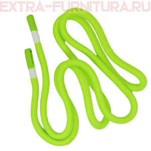 Шнурки круглые 130 см, прорезин.наконечник, Белая полоса, цв.зеленый неон