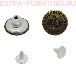 Пуговицы джинсовые 17 мм латунь, арт.1066, Корона,"NATHALIE B QUEEN" (уп. 100 шт.)